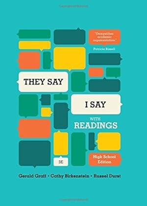 Seller image for They Say / I Say": The Moves That Matter in Academic Writing, with Readings (Third High School Edition) for sale by ZBK Books