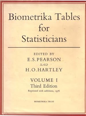 Image du vendeur pour Biometrika Tables for Statisticians: v. 1 mis en vente par WeBuyBooks