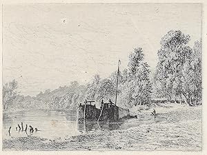 Bords d'une rivière avec deux bateaux