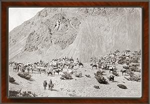 Group of Muleteers near The Cordillera Mountains in Argentina,1894 Antique Print