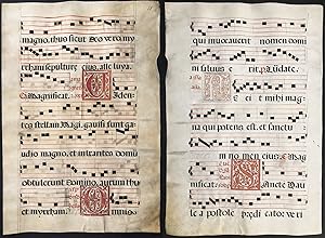 Very rare large folio vellum sheet. Out of an Spanish Antiphonary manuscript from the 17th centur...