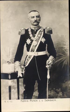 Ansichtskarte / Postkarte Köng Peter I von Serbien, Portrait, Orden