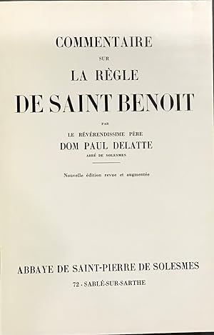 Seller image for Commentaire sur la Rgle de Saint Benot for sale by Le Bouquin Garni
