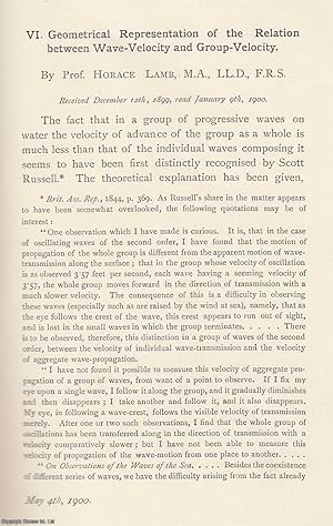 Imagen del vendedor de Geometrical Representation of The Relation between Wave-Velocity and Group-Velocity. An original article from the Memoirs of the Literary and Philosophical Society of Manchester, 1900. a la venta por Cosmo Books