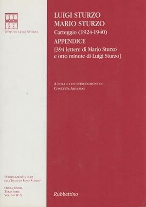 Immagine del venditore per Carteggio (1924-1940). Appendice 394 lettere di Mario Sturzo e otto minute di Luigi Sturzo venduto da Arca dei libri di Lorenzo Casi