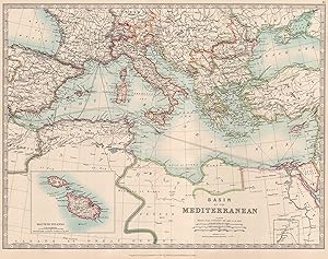 Basin of the Mediterranean; Inset map of Maltese Islands