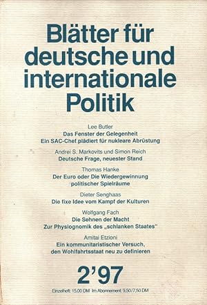 Bild des Verkufers fr Bltter fr deutsche und internationale Politik Heft 2/97 (42. Jahrgang) zum Verkauf von Versandantiquariat Nussbaum