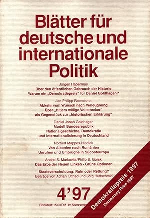 Bild des Verkufers fr Bltter fr deutsche und internationale Politik Heft 4/97 (42. Jahrgang) Demokratiepreis 1997 zum Verkauf von Versandantiquariat Nussbaum