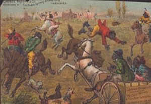 African-Americans in comical horse riding scene. [Fox-Hunting in Blackville?]. Trade card for Cla...