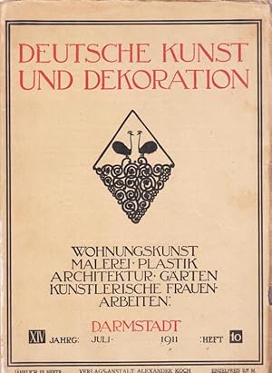 Image du vendeur pour Deutsche Kunst und Dekoration. XIV. Jahrgang, Heft 10, Juli 1911 - Wohnungskunst, Malerei, Plastik, Architektur, Grten, Knstlerische Frauenarbeiten. mis en vente par Antiquariat Carl Wegner