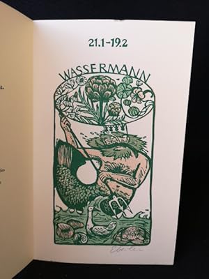 Dreifarben-Original-Linolschnitt, signiert. Zu dem Buch "Himmlisch speisen".