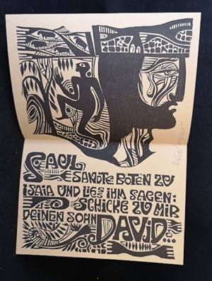 Original-Linolschnitt (Schrift und Bild), signiert. Zu David und Saul (2).