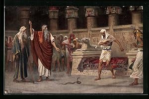 Bild des Verkufers fr Ansichtskarte Moses und Aaron vor Pharao zum Verkauf von Bartko-Reher