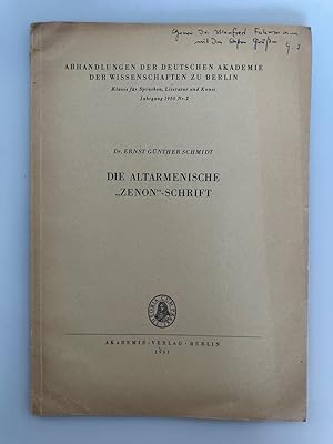 Bild des Verkufers fr Die altarmenische "Zenon"-Schrift. zum Verkauf von Wissenschaftl. Antiquariat Th. Haker e.K