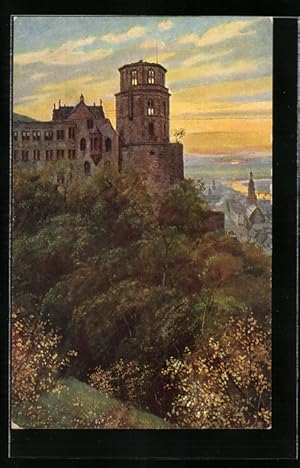 Imagen del vendedor de Knstler-Ansichtskarte Heinrich Hoffmann: Heidelberg, Schloss mit Stadtansicht a la venta por Bartko-Reher