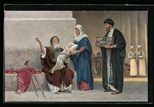 Bild des Verkufers fr Knstler-Ansichtskarte Bilder aus dem neuen Testament, Die Darstellung im Tempel und Simeon zum Verkauf von Bartko-Reher