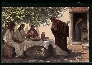 Bild des Verkufers fr Knstler-Ansichtskarte Die heilige Schrift Nr. 1 /5: Abraham und die drei Engel zum Verkauf von Bartko-Reher