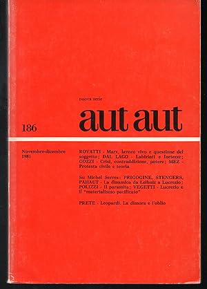 Immagine del venditore per Aut Aut nuova serie n. 186, novembre-dicembre 1981 venduto da Libreria Tara