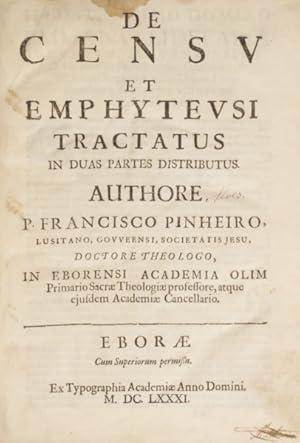 Seller image for DE CENSV ET EMPHYTEVSI TRACTATUS for sale by Livraria Castro e Silva