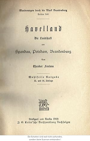 Das Havelland. Die Landschaft um Spandau, Potsdam und Brandenburg. (Originalausgabe 1919)