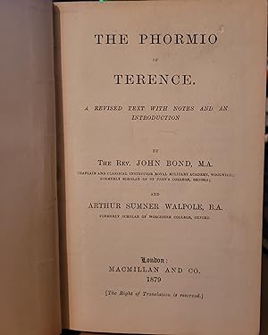 Seller image for THE PHORMIO of TERENCE; A Revised Text with Notes and an Introduction for sale by M.Roberts - Books And ??????