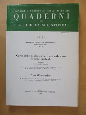 Seller image for Quaderni De "La Ricerca Scientifica" 114. Vol. 5. Note illustrative alla Carta delle litofacies del Lazio-Abruzzo ed aree limitrofe. Progetto Finalizzato 'Geodinamica' Monografie Finali. Buch mit beiliegender Faltkarte in Mappe. for sale by Brcke Schleswig-Holstein gGmbH