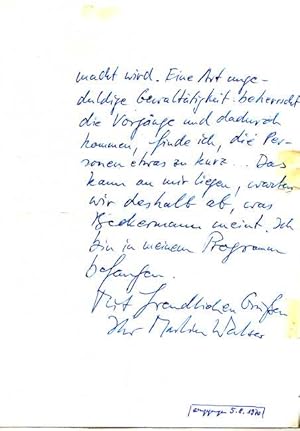 Eigenhändig geschriebener Brief mit eigenhändiger Unterschrift. o. D. 2 Seiten.