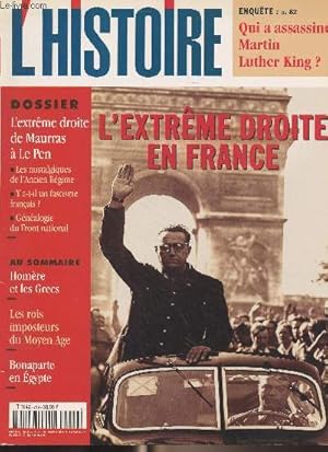 Bild des Verkufers fr L'Histoire n219 mars 1998 - Dossier : L'extrme droite en France, de Maurras  Le Pen - Le Front National, portrait historique d'un parti d'extrme droite - Ptain ou la figure du pre - Les nostalgiques de l'Ancien Rgime - Le fascisme franais a-t-il zum Verkauf von Le-Livre