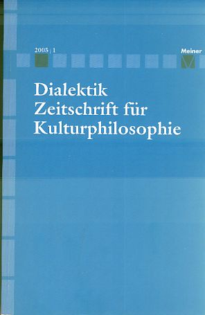 Bild des Verkufers fr Dialektik. Zeitschrift fr Kulturphilosophie 2001/1. zum Verkauf von Fundus-Online GbR Borkert Schwarz Zerfa