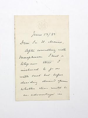 Imagen del vendedor de An Original Hand Written Letter Signed by John Wodehouse, 1st Earl of Kimberley to Sir Henry Maine a la venta por Lasting Words Ltd