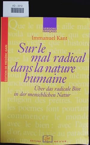 Bild des Verkufers fr Sur le mal radical dans la nature humaine. Fehler:509 zum Verkauf von Antiquariat Bookfarm