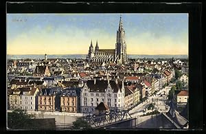 Bild des Verkufers fr Ansichtskarte Ulm a. D., Generalansicht der Stadt mit dem Mnster zum Verkauf von Bartko-Reher