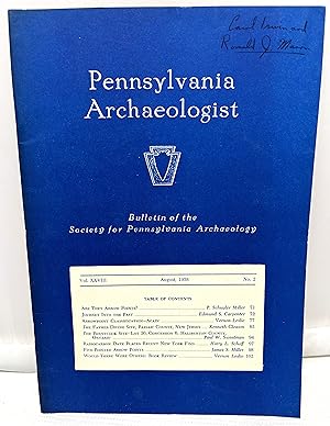 Seller image for Pennsylvania Archaeologist: August 1958. Volume XXVIII, No. 2 for sale by Prestonshire Books, IOBA