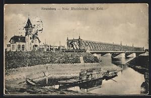 Carte postale Strassburg, Neue Rheinbrücke bei Kehl