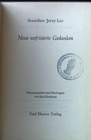 Seller image for Neue unfrisierte Gedanken. for sale by books4less (Versandantiquariat Petra Gros GmbH & Co. KG)