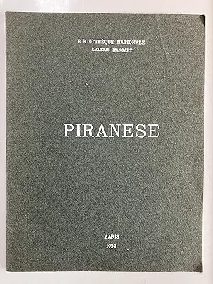 Imagen del vendedor de Piranese : Bibliothque nationale, Galerie Mansart, Paris 1962 a la venta por Joseph Burridge Books
