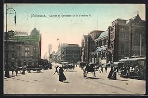 Bild des Verkufers fr Ansichtskarte Melbourne, Corner of Swanston St., Plinders St. zum Verkauf von Bartko-Reher
