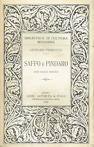 SAFFO E PINDARO. Due saggi critici