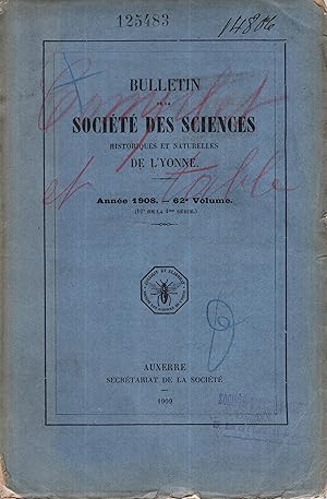 Seller image for Bulletin de la socit des sciences historiques et naturelles de l'Yonne - Anne 1909 - 63* volume for sale by PRISCA