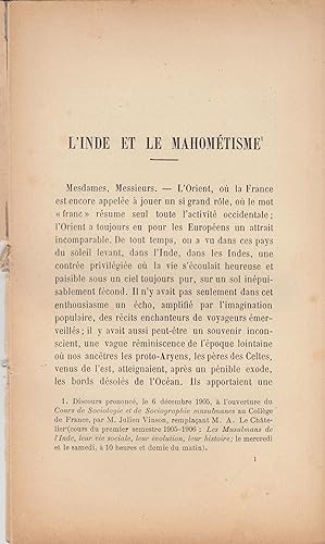 Image du vendeur pour L'Inde et le Mahomtisme. mis en vente par PRISCA