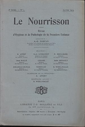 Bild des Verkufers fr Le Nourrisson - Revue d'Hygine et de Pathologie de la Premire Enfance - 2 anne - N 1 - Janvier 1914. zum Verkauf von PRISCA