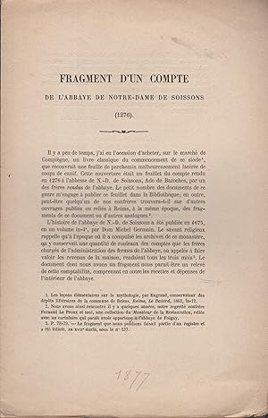 Image du vendeur pour Fragment d'un Compte de l'Abbaye de Notre-Dame de Soissons (1276). mis en vente par PRISCA