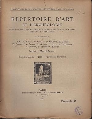 Seller image for Rpertoire d'Art et d'Archologie. Dpouillement des Priodiques franais et trangers. - 2 Anne - 1911 - 4 Trimestre - Fascicule 9 for sale by PRISCA