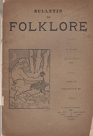 Imagen del vendedor de Bulletin de Folklore - 4 anne - Avril/Juin 1895 - Tome II - Fascicule VI. a la venta por PRISCA