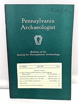 Seller image for Pennsylvania Archaeologist Bulletin. Volume XXVIII, No. 1; April, 1958 for sale by Prestonshire Books, IOBA