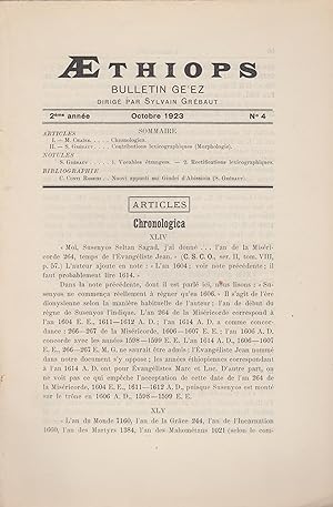 Bild des Verkufers fr Aethiops : bulletin ge'ez dirig par Sylvain Grbaut. octobre 1923 zum Verkauf von PRISCA