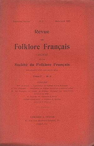 Imagen del vendedor de Revue de Folklore Franais. Organe de la Socit du Folklore Franais. - Tome I - N 2. - Mars/Avril 1930 a la venta por PRISCA