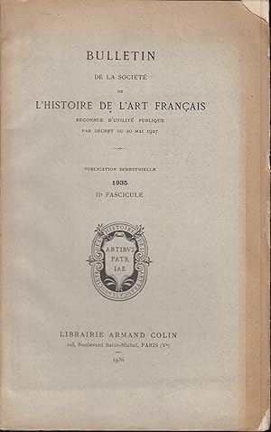 Seller image for Bulletin de la Socit de l'Histoire de l'Art Franais - Anne 1935 fascicule II for sale by PRISCA