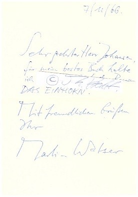 Imagen del vendedor de MARTIN WALSER (1927-2023) Dr., deutscher Schriftsteller / german writer a la venta por Herbst-Auktionen