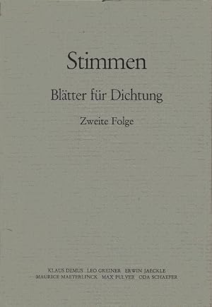 Seller image for Stimmen : Bltter fr Dichtung. Zweite Folge for sale by Schrmann und Kiewning GbR